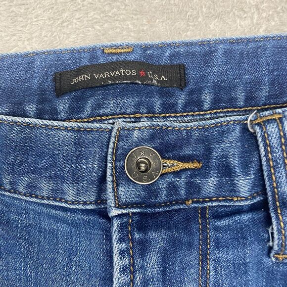 John Varvatos Jeans‎ Mens 32x29 Blue Straight Leg Medium Wash Cotton Distressed - Picture 2 of 11